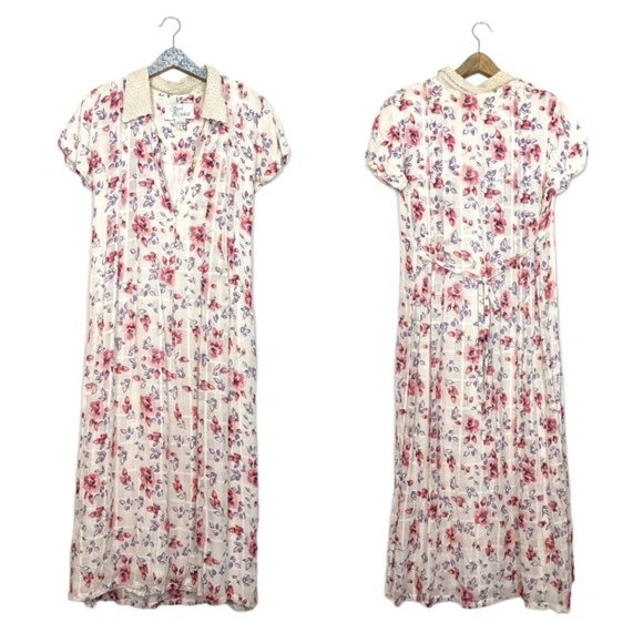 Vintage Dresses & Skirts - Vintage Sarah Elizabeth Floral Pearl Collar Dress